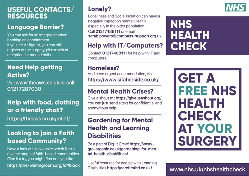 NHS, health check leaflet